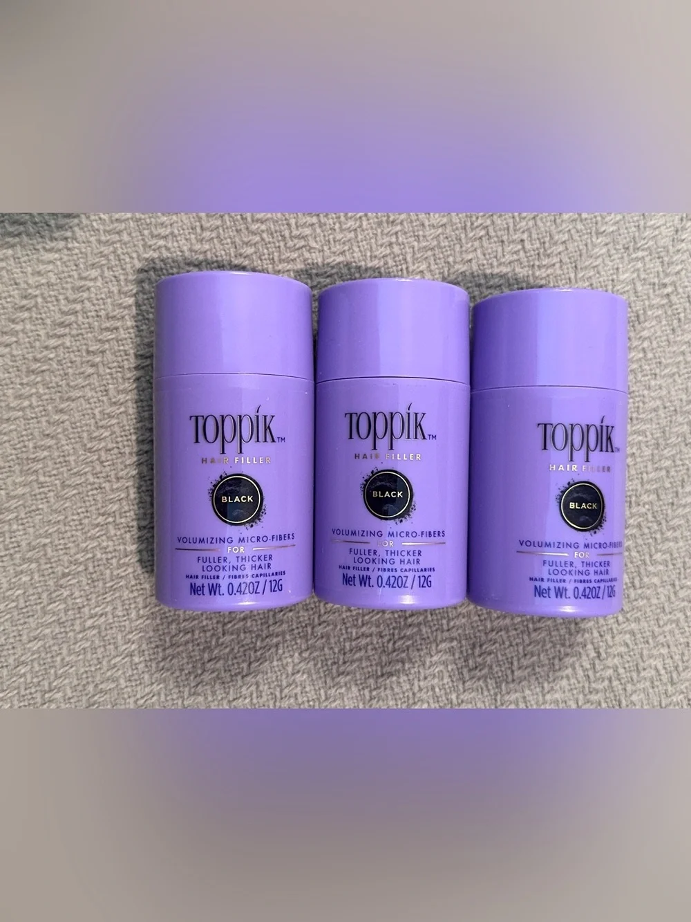 Toppik Hair Filler Volumizing Micro-Fibers - Black. Pack of 3. (.42 oz each)